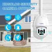 Hugolog Security Camera Outdoor, WiFi PT Camera, 1080P HD Outdoor Camera IP64 Waterproof, Motion Detection and 2-Way Audio, USA Cloud Server