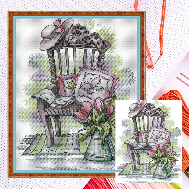 Hilo Algodón para Bordado Parcial Punto Cruz Silla Contada 14CT 21x29cm