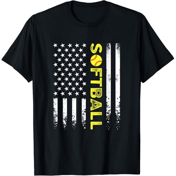 American Flag Softball Team T-Shirt All Size S-5Xl