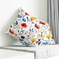 thumbnail image 4 of Throw Pillow Covers 18x18 Inch, Colorful Poppies Decorative Pillow Cases for Couch Sofa Bed, Orange Blue Flowers Leaves Cotton Linen Square Home Decor Pillowcases with Hidden Zipper, 4 of 7