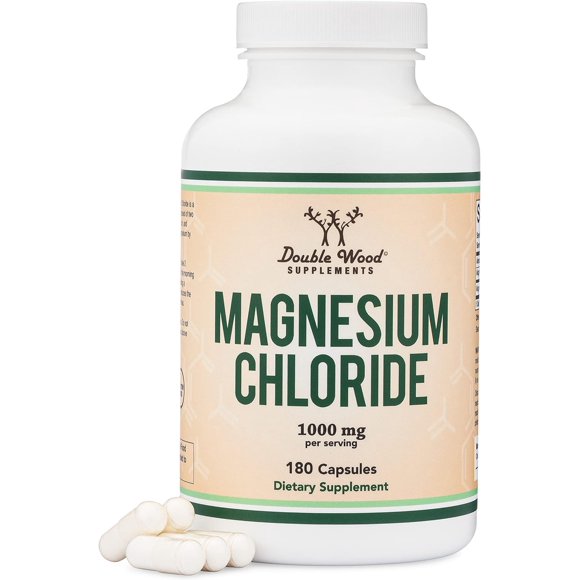 Double Wood Magnesium Chloride | 1,000 Mg Per Serving | 90 Servings | 180 Capsules