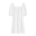 thumbnail image 3 of Ladies Fashion Casual Short Sleeves Solid Color Dress Dress Vacation Beach Dress Summer Beach Dress Daytime Dresses for Women Casual Button Front Dress Dresses for Women Midi Length Smocked Dresses, 3 of 8