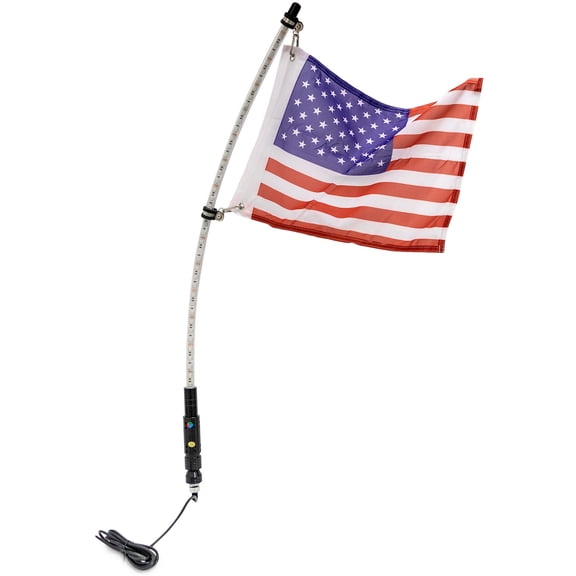 Krator 3ft Multi-Color LED Whip Light with Remote Control and American USA Flag - LED Antenna Whip Light Compatible with Sand Dune Buggy, ATV, UTV, RZR, Jeep, Trucks, and Other Off-Road Vehicles