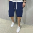 thumbnail image 2 of MIXUE Mens Shorts Summer Solid Color Cargo Casual Lightweight Outdoor Work Cargo Pockets Mens Workout Shorts Activewear,Blue,L, 2 of 6