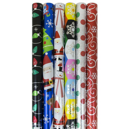 JAM Paper Christmas Gift Wrapping Paper Set, Assorted Rolls of Holiday Wrapping Paper,