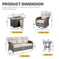 thumbnail image 4 of Bellefurn 5 Pieces Outdoor Patio Furniture Set with Fire Pit Table,Swivel Glider Chair,Sectional Sofas,PE Wicker Rattan Patio Conversation Sets for Porch Balcony Patio Deck, 4 of 12
