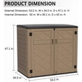 thumbnail image 4 of OFFIGAM 48CuFt Horizontal Resin Storage Shed Brown Weatherproof Garden Tool Shed 53.2x34.3x47.1in, 4 of 8