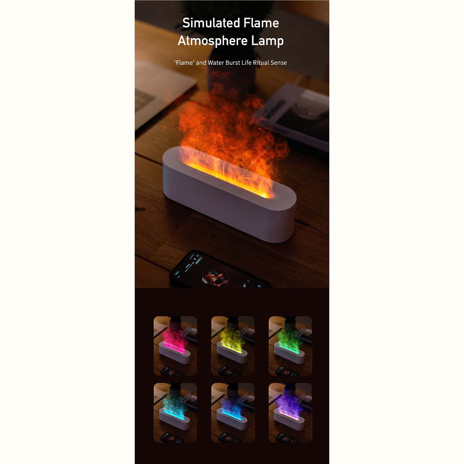 Humidifier Large Room,Desktop Colorful Simulated Flame Aromatherapy Machine,USB Aromatherapy Machine,Atmosphere Light Humidifier,for Baby Nursery and Plant
