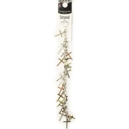 - Mixed Metal Cross Charm Chain Strand, 28 Pieces