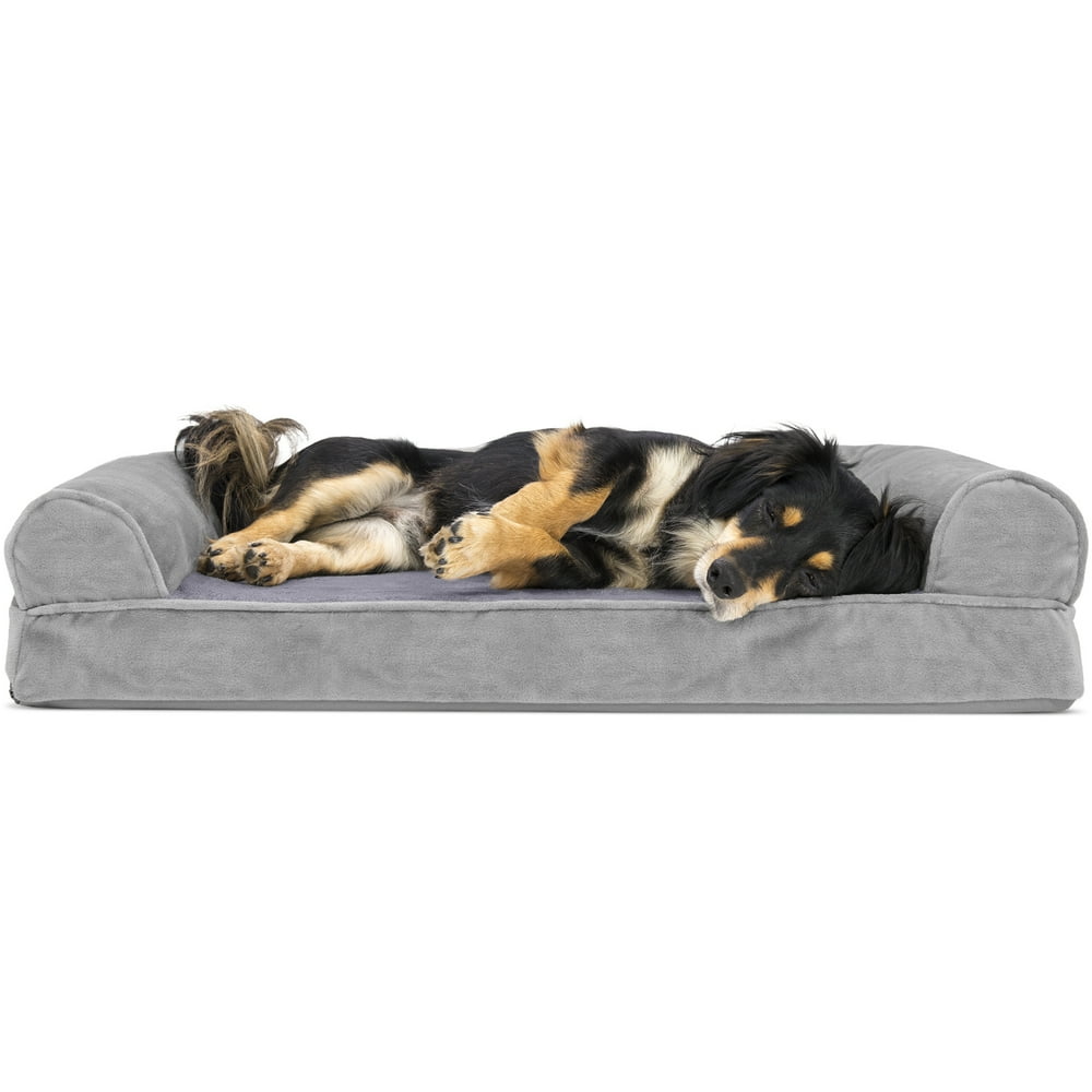 FurHaven Pet Dog Bed Orthopedic Faux Fur & Velvet SofaStyle Couch