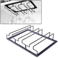 thumbnail image 1 of Wine Glass Holders, Stemware Racks, Inverted Wine Glass Holder, Hanging Wine Glass Holder, Under Cabinet Wine Glass Rack with Screws, Used in Bar, Wine Cabinet, Kitchen THREE Slots, Black, 1 of 7
