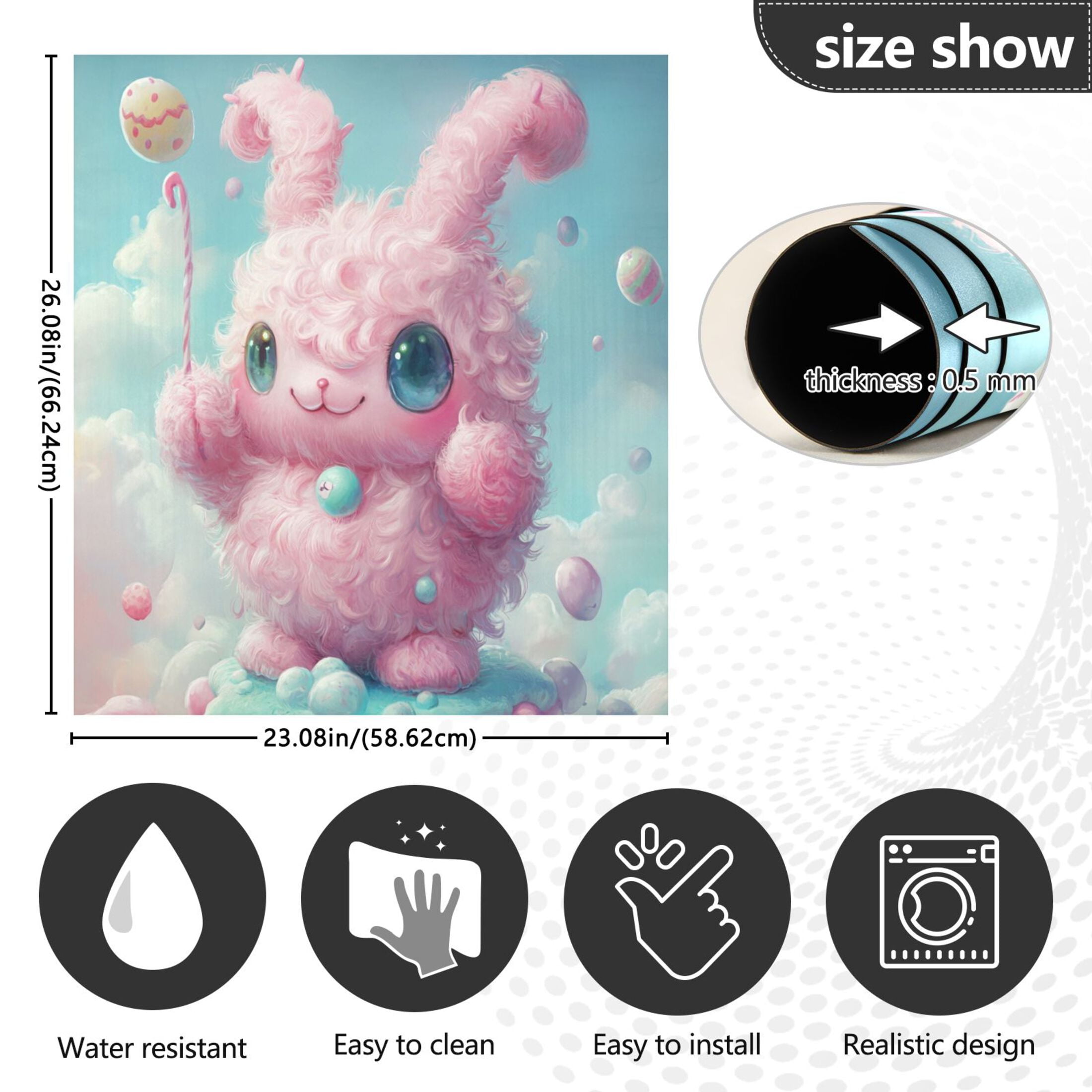Dishwasher Magnetic Sticker 23x26 Inch Refrigerator Magnetic Sticker Washing Machine Magnetic Sticker Kitchen Panel Magnetic Sticker Home Decor Little Pink Cartoon Bunny