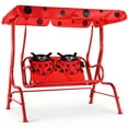 thumbnail image 2 of Gymax Kids Patio Porch Bench Swing w/ Safety Belt Canopy Outdoor Furniture Red, 2 of 10