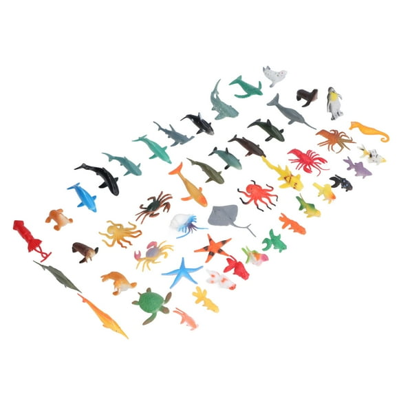 Animales marinos simulados, 50 piezas de figuras de animales marinos, juguetes de animales marinos, juguetes del mundo de los animales marinos, instalación sin esfuerzo