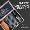thumbnail image 2 of FINEX Cast Iron Care Kit - Cast Iron Cleaner - Maintain Cast Iron Cookware - Restores Vintage Pieces - With Organic Flaxseed Oil, Oak Wood Scraper & Cast Iron Chainmail Scrubber, 2 of 7