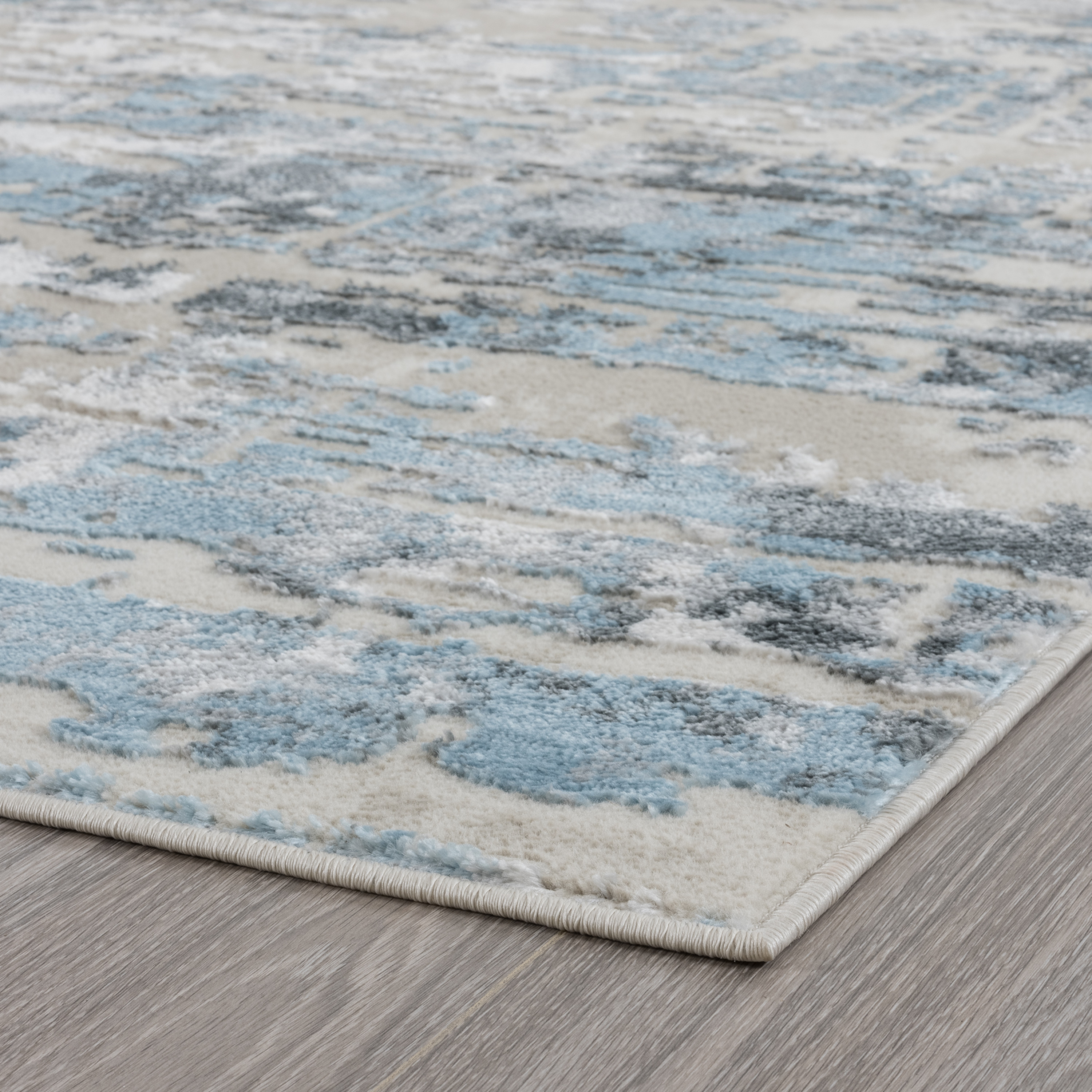 Contemporary 5x7 Area Rug (5'3'' x 7'3'') Abstract Dark Blue Living Room Easy to Clean