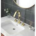 thumbnail image 2 of YZZY Widespread High Arc Bathroom Faucet Double Handle Brushed Gold Lavatory Vanity Basin Faucet 3 Holes Modern Bathroom Sink Faucet, 2 of 5