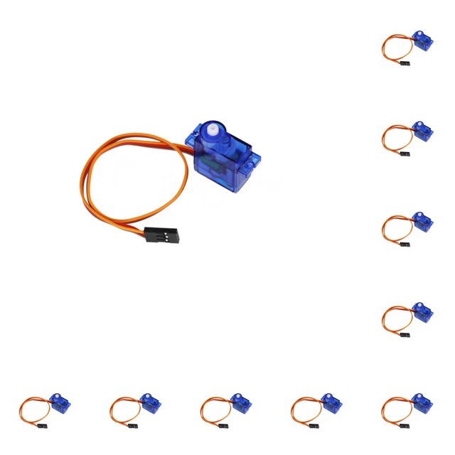 Kearding 9g Micro Servo Ligero Pequeño Mini Servos Metal Kit de motor compatible Coche Modelo de ala fija Robot de avión 360 ° 360° 10piezas