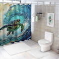 thumbnail image 7 of Orinice  Sea Turtle Shower Curtain Funny Marine Life Ocean Surfing Wave Humorous Animal Bathroom Decor Polyester Curtains Set with Hook  36x72, 7 of 7