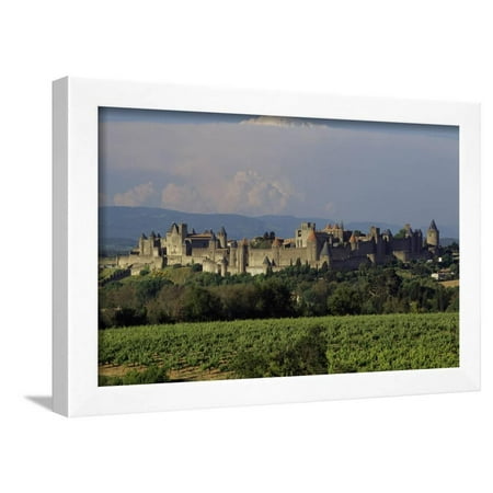 Medieval Hilltop Old Town Fortress in Carcassonne, Department Aude, South of France Framed Print Wall Art By Achim