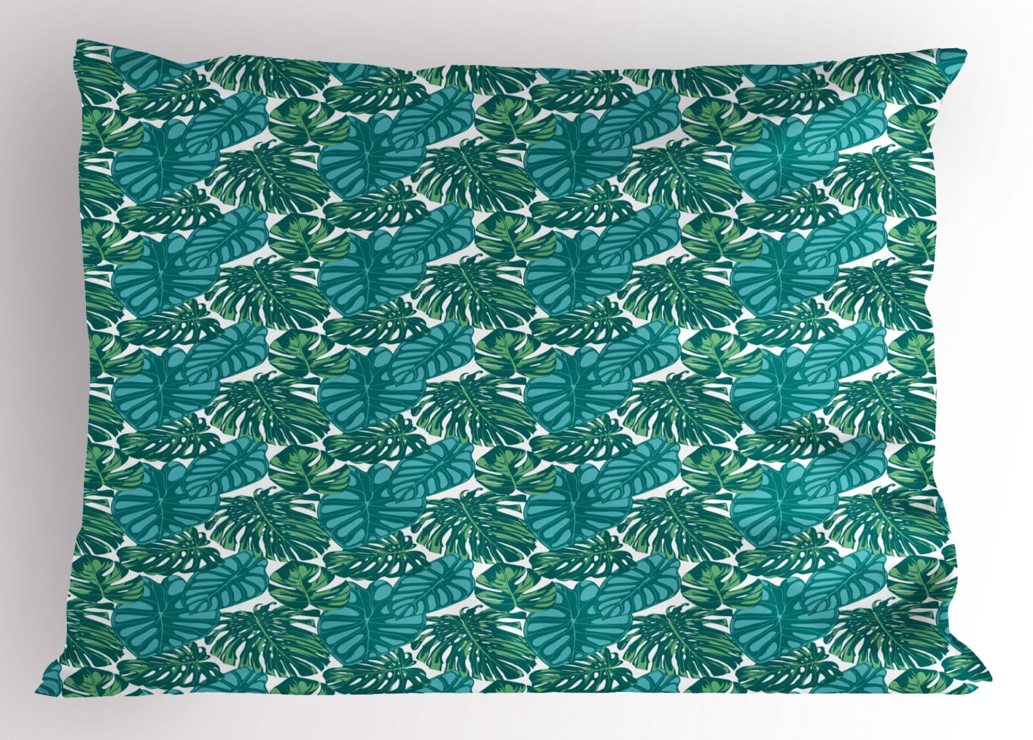 Exotic Pillow Sham, Continuous Jungle Foliage Pattern with Tropical
