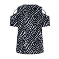 thumbnail image 4 of Women's Cold Shoulder Shirts Plus Size Zebra Striped Tee Criss Cross Cut Out Short Sleeve Top for Going Out Wear, 4 of 9