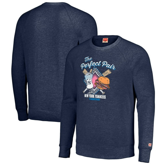 Unisex MLB x Guy Fieri-s Flavortown  Navy New York Yankees Tri-Blend Pullover Sweatshirt