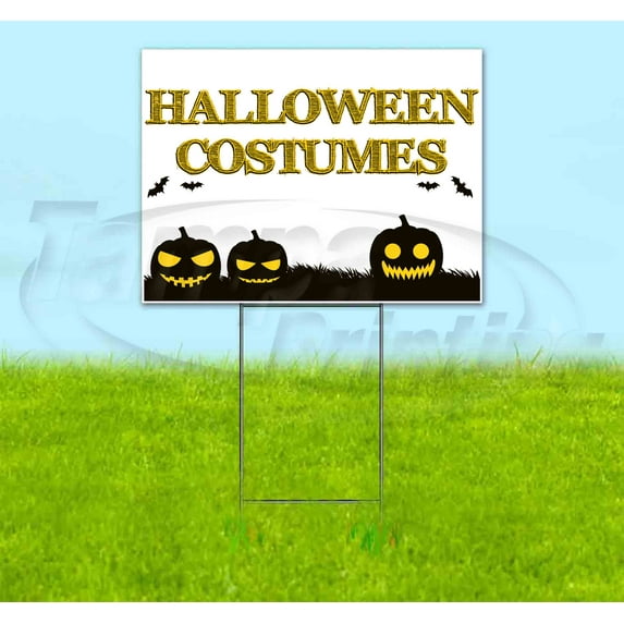 Halloween Costumes V10 Pumpkin Sketch Yellow (18" x 24") Yard Sign, Includes Metal Step Stake