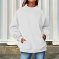 thumbnail image 4 of yardsong Turtleneck Oversized Mock Neck Sweatshirt for Women - Fall 2025 Long Sleeve Pullover with Pockets White,L, 4 of 8