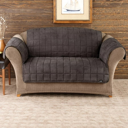 Sure Fit Quilted Velvet Deluxe Loveseat Pet Throw, Mini Check