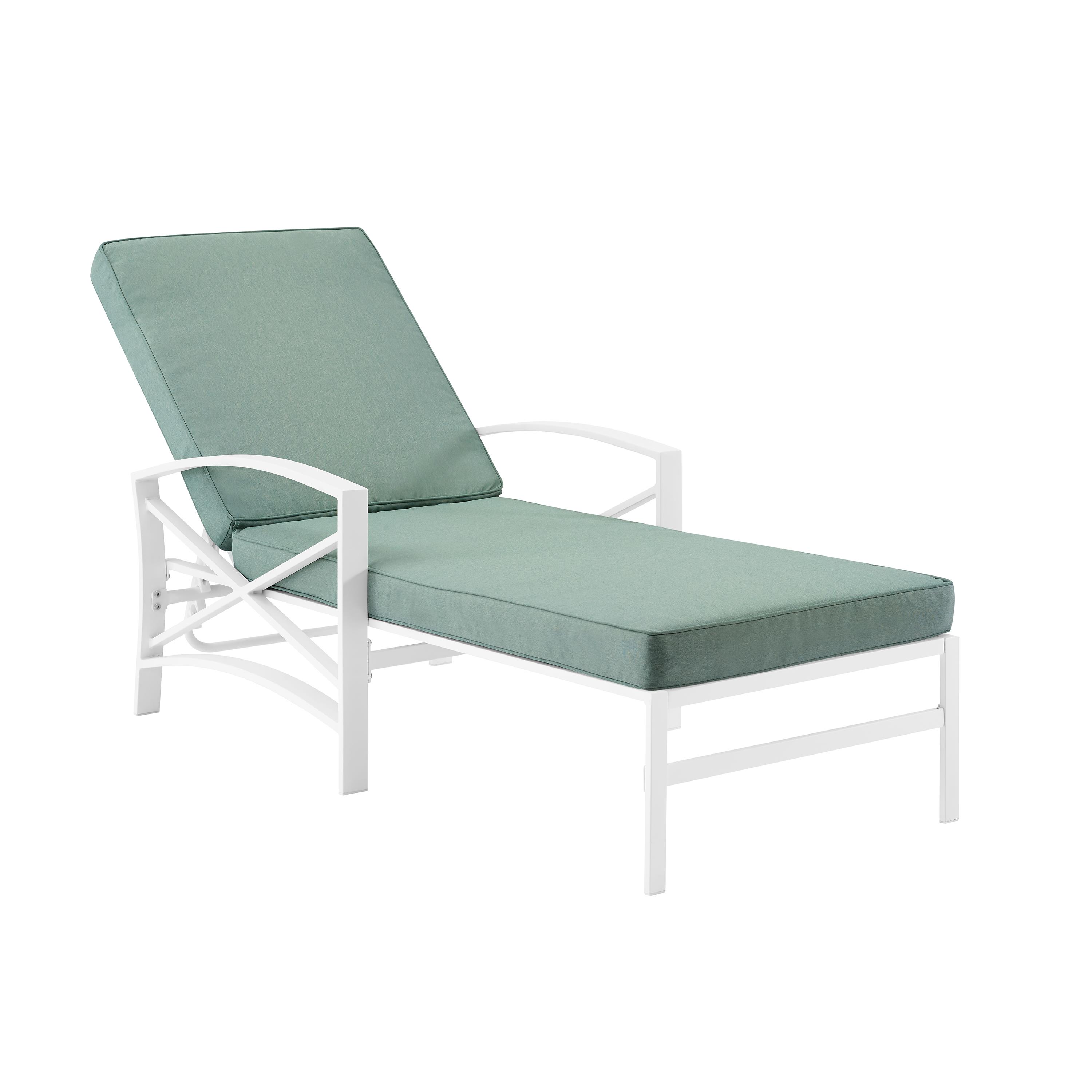 Crosley Kaplan Metal Patio Chaise Lounge in Mist and White - image 5 of 10
