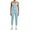 Blue, variant on PISONIC Women Two Pieces Workout Set Tank Top Color Block High Waist Leggings Gym Work Outfits with Pockets