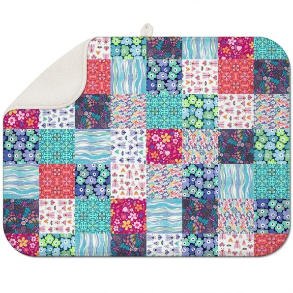 Bohemian Boho Kitchen Drying Mat - Super Absorbent Microfiber Dish Drying Pad with Boho Theme - Foldable Heat Resistant Countertop Mat for Dishes 18"x24"