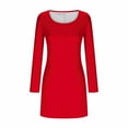 thumbnail image 5 of Gamivast Women Mini Dress V-Neck Long Sleeve Ribbed Knit Bodycon Slim Fit Elegant Basic Party Clubwear Autumn Casual Stretchy Short Gown, 5 of 5