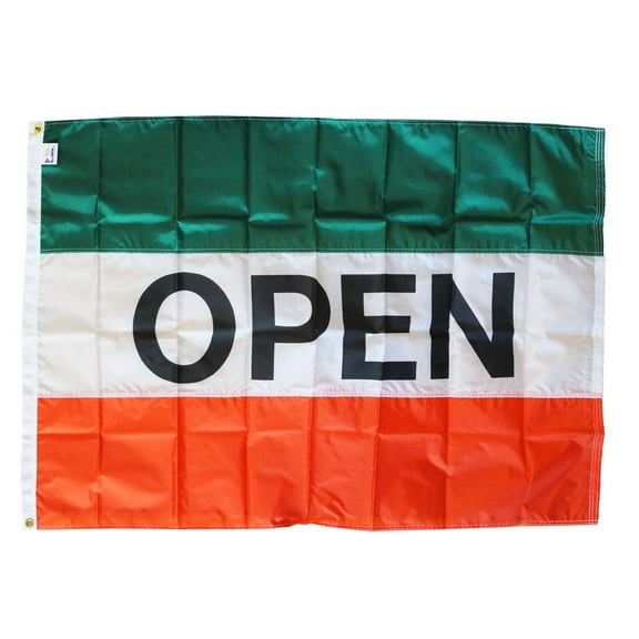 Open - 3'X5' Nylon Flag (green/white/orange)
