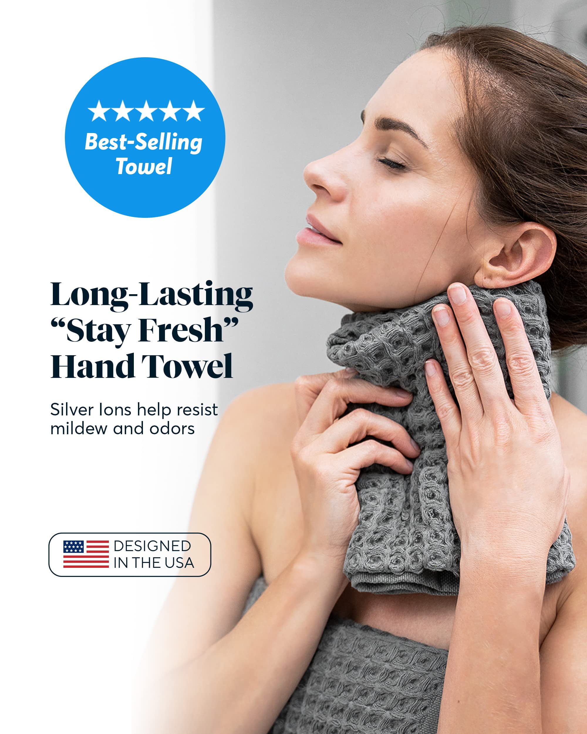 Silverthread Hand Towels - White – Sutera