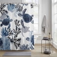 thumbnail image 4 of Ocean Turtles Shower Curtains for Bathroom, Retro Watercolor Blue Corals Turtles Washable Fabric Shower Curtain with Hooks Waterproof Bathroom Decor Sets, 36 x 78 Inches, 4 of 9