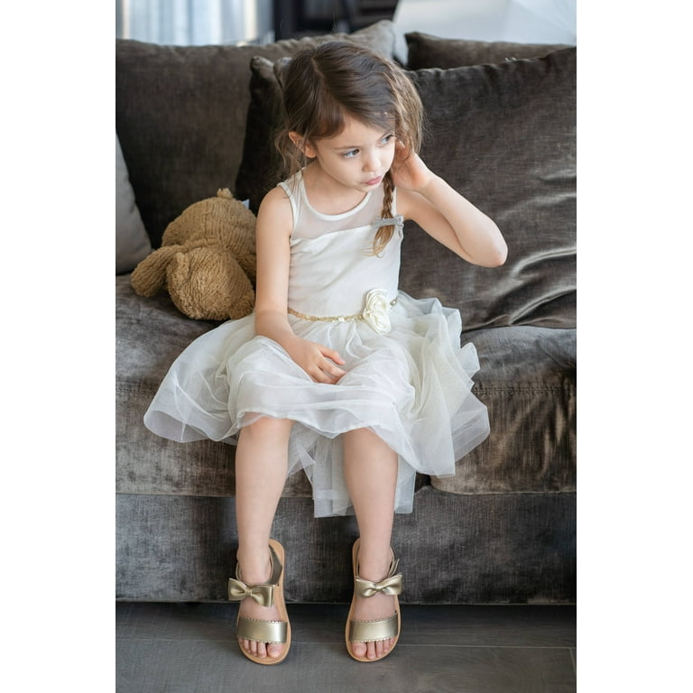 Girls Sandals Open Toe Princess Flat Sandals with Ruffle Summer Sandals