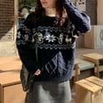 thumbnail image 3 of Vintage Christmas Sweaters for Women 2025 Long Sleeve Crewneck Loose Jacquard Cable Knit Pullover Sweater Jumper Tops, 3 of 4