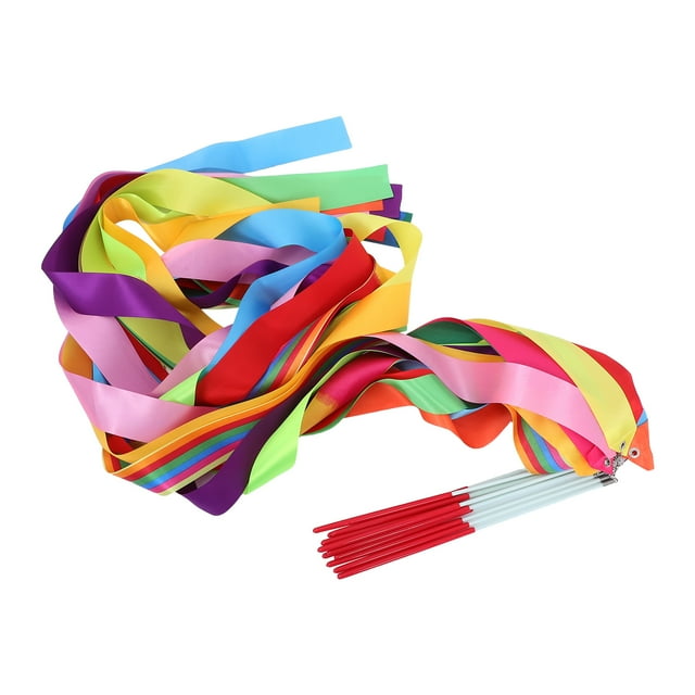 Mobutofu 12pcs Dancing Ribbon Fiberglass Green for Circus Skill and Marching Band