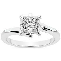 IGI Certified 3 Carat Princess Shape Lab Grown Diamond Engagement Ring | 14K White Gold | Seraphina Twist Prongs Solitaire Diamond Ring | FG-VS1-VS2 Quality Friendly Diamonds