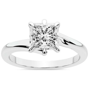 IGI Certified 3 Carat Princess Shape Lab Grown Diamond Engagement Ring | 14K White Gold | Seraphina Twist Prongs Solitaire Diamond Ring | FG-VS1-VS2 Quality Friendly Diamonds