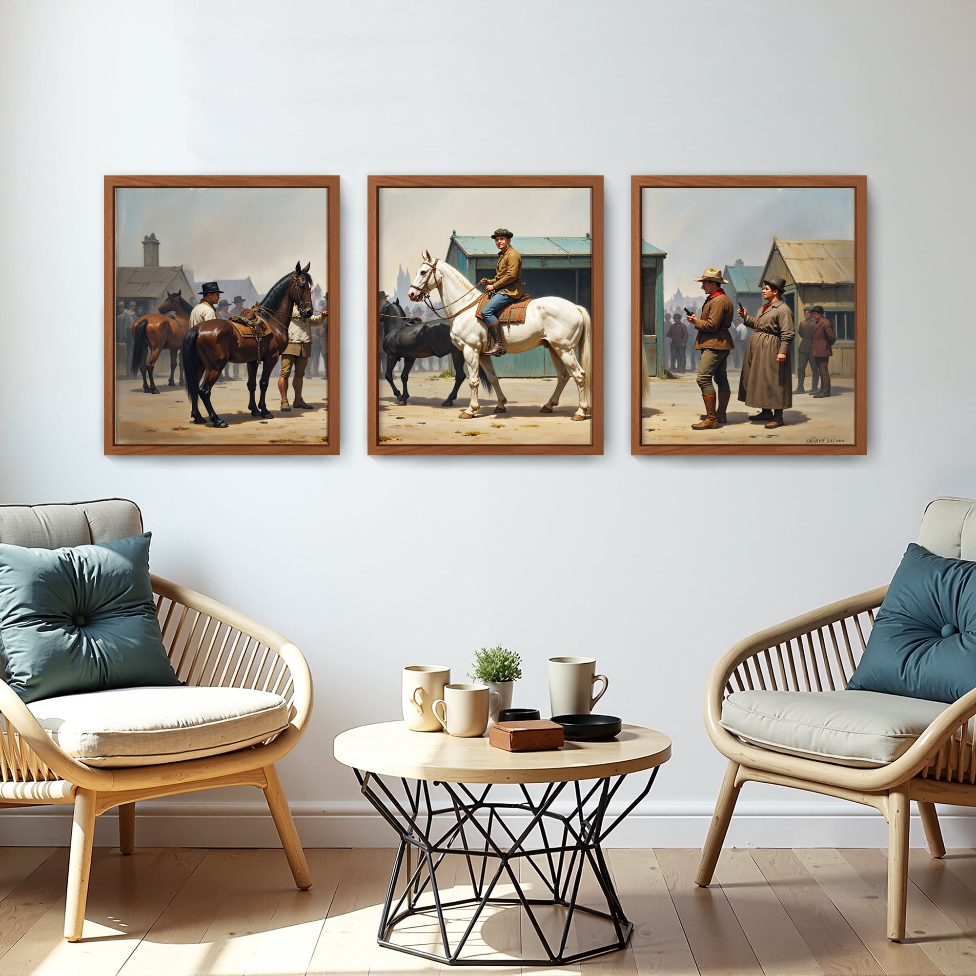 MAYEERTY Modern Abstract Wall Art Painting, Living Room Decor, Brown MDF Frame, 15.7"x11.8"