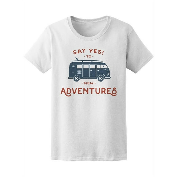Vintage Hippie Van Yes Adventure T-Shirt Women -Image by Shutterstock, Female Small