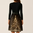 thumbnail image 4 of Women's Casual Fashion V Neck Long Sleeve Christmas Printed Party Vintage Dress for Holiday Events and Retro Style, Perfect for Women's Evening Wear,Coffee,L, 4 of 6