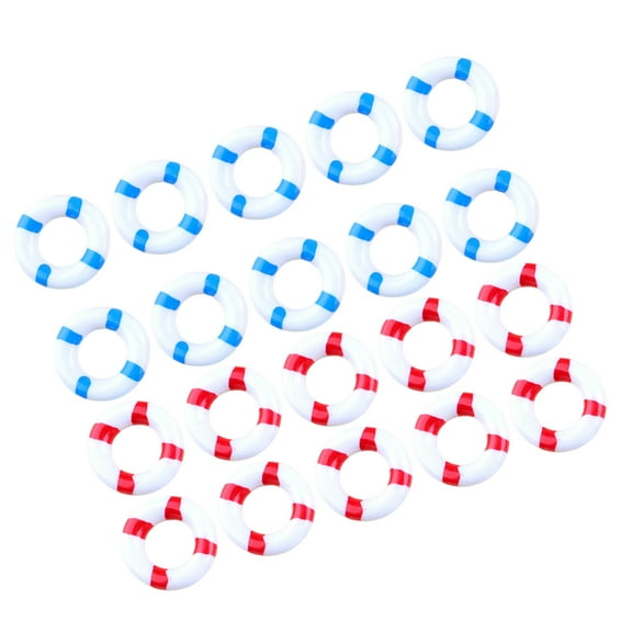 GAXIRE 20pcs Miniature Lifebuoy Resin White Coastal Decor Dollhouse Props