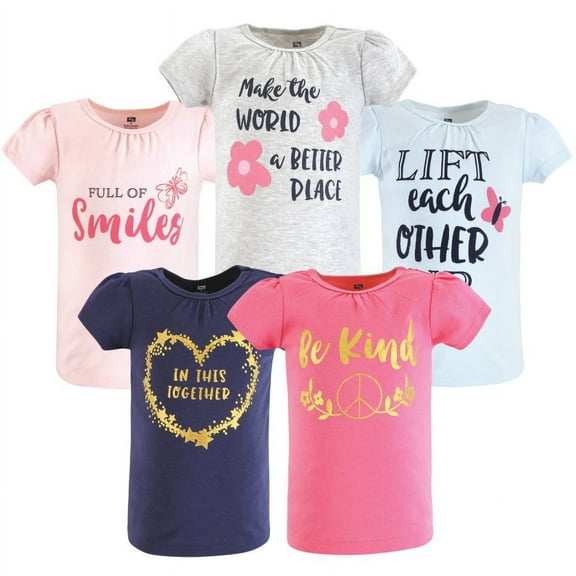 Hudson Baby Infant and Toddler Girl Short Sleeve T-Shirts, Be Kind, 6-12 Months