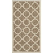SAFAVIEH Courtyard Ariel Geometric Circle Indoor/Outdoor Area Rug, 2' x 3'7", Brown/Bone