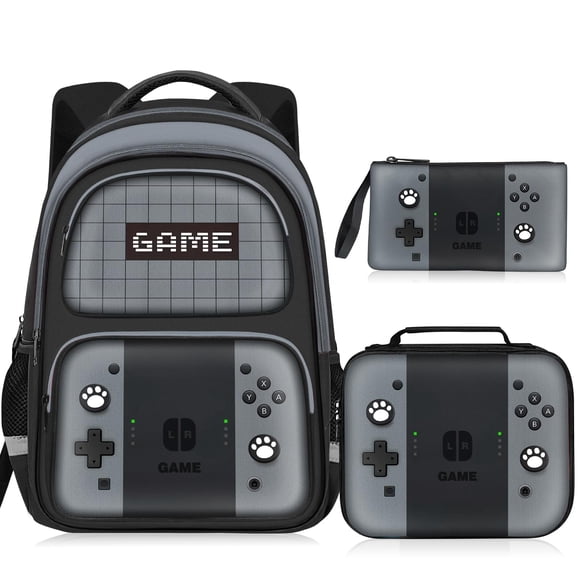 Mochila JIRAIKEI Kids Gamer Boys 17 con fiambrera y estuche para lápices