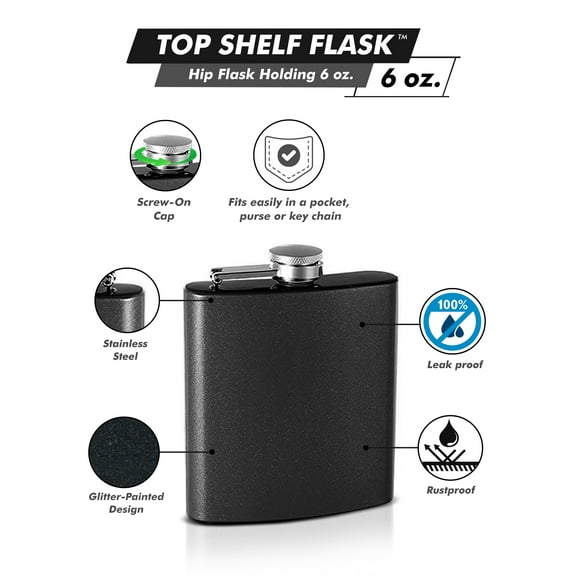 6oz Glitter-Paint Flasks, Black